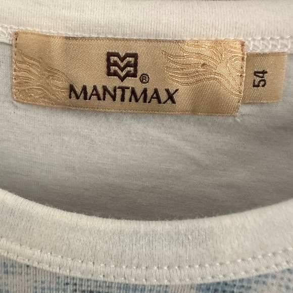 Mantmax Fashion White and Blue Graphic Men's Shirt. - Picture 5 of 8
